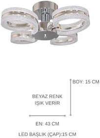 Resim Ecrin 4lü Plafonyer Krom Led Avize Kristal Görünüm Beyaz Işık Enerji Tasarruflu Oturma Odası Yemek Odası 