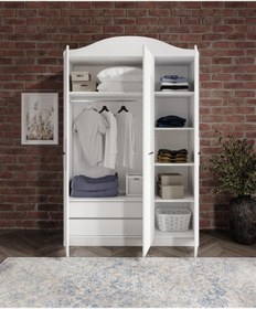 Resim Line 3 Kapaklı Beyaz Dolap 