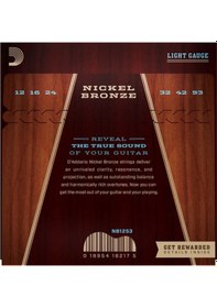 Resim D'addario Nb1253 Nickel Bronze Light 12-53 Takım Tel Akustik Gita 