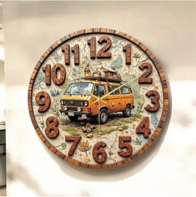 Resim Doğa Araba Renkli Baskı Desenli Sayılı Hediyelik Ahşap Sessiz Tablo Duvar Saati 132 Renkli 