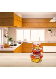 Resim 3'lü Set Master Kare Saklama Kabı 275 ML - 500 ML - 900 ML 001 