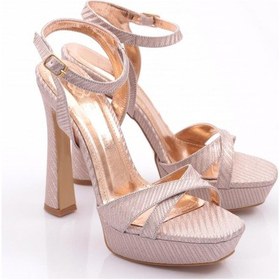 Resim Dgn 2016 Kadın Bilekten Bağlamali Topuklu Abiye Ayakkabi Rose Simli 