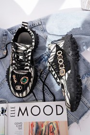 Resim Guja Kadın Siyah Taşlı Özel Tasarım Spor Ayakkabı (1 Numara Büyük Sipariş Veriniz) 