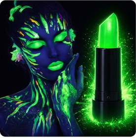 Resim Uv Neon Yeşil Ruj Karanlıkta Parlayan Makyaj Boyası - Yluh-874148 