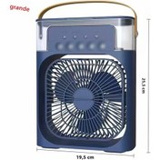 Resim Taşınabilir Fan Nemlendirici Led Gece Lambası 3'ü 1 Arada Klima Büyük Mavi 