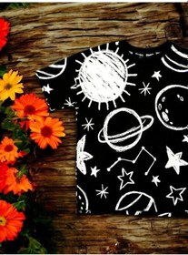 Resim Ekkokids Erkek Çocuk Mars Baskılı Tshirt-14039-siyah Siyah 