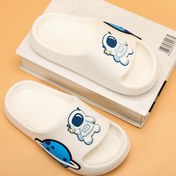Resim Çocuklar için 14 Yaş ve Altı - Ev ve Dış Mekan için Soluklu Hafif Sürtünmez EVA Slip-On Sandalet - Minimalist Sade Erkek Çizgi Film Astronot Terlik 