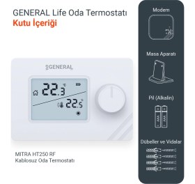 Resim General Life Mitra HT250 Rf Kablosuz Dijital Oda Termostatı 