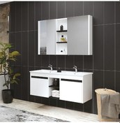 Resim Denko Twin 120 Cm Mdf Beyaz Banyo Dolabı Takımı 