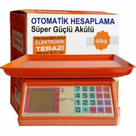 Resim abnturk Hesaplamalı Elektronik Terazi 40kg Şarjlı Akülü Dijital Market Kantarı Hafıza 2 Taraflı Işıklı Ekran 