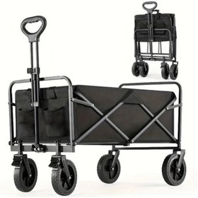 Resim Katlanabilir Tekerlekli Taşıma Arabası Çok Amaçlı Katlanır El Arabası Dayanıklı Foldable Cart Ev Ofis Depo Bahçe Alışveriş İçin Pratik Yük Taşıma Arabası 