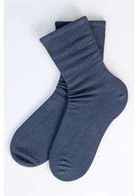 Resim Tudors Unisex Çizgili Kolej Tenis Çorabı-27161 - Standart Mavi 