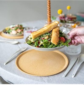 Resim 4'lü Kahverengi Tabak - 25.5 Cm Açık 