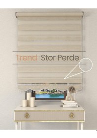 Resim Sütlü Kahve Boncuklu Zebra Stor Güneşlik Perde Opak Sütlü Kahve 