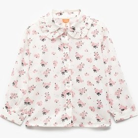 Resim Koton Pamuklu Çiçek Desenli Fırfır Detaylı Uzun Kollu Bebe Yaka Gömlek Pembe Desenli 5smg60044aw Pembe Desenli Pembe 