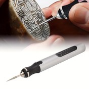 Resim Elektrikli Oyma Kalemi, Elektriksel Ayarlanabilir Hızlı Dönen Oyma Kalemi, USB Şarj Edilebilir Kablosuz Döner Aletler, Profesyonel Mini Oyma Makineleri Taşınabilir DIY Kazıma Seti Çin Mühürü Taşı Metal Cam Seramik Plastik Ahşap Takı Sentetik Taşlar için ve Cilalama ile Oyma için Kullanılır, Çoklu Dil Talimatlarla - Gümüş 