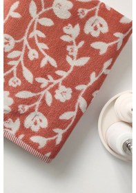 Resim Çiçek Desenli İpliği Boyalı Kiremit Banyo Havlusu - Yüksek Su Emici & Yumuşak - 90x150 Cm-%100 Pamuk Kıremıt Kiremit 