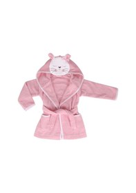Resim Baveno %100 Pamuklu Kedi Desenli Çocuk Bornozu Pembe 