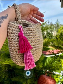 Resim UNİCORNS Küçük Boy Çanta, Hasır Clutch, El Örgüsü Çanta, Clutch, Tasarım Çanta, Jüt Çanta 