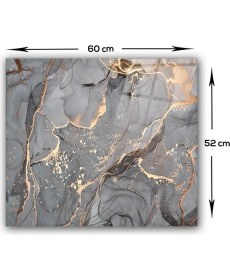 Resim Decorita Cam Ocak Arkası Koruyucu | Gri Gold Mermer | 