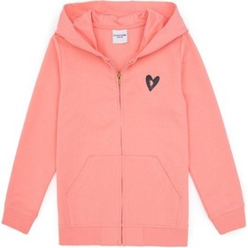 Resim U.S. Polo Assn. Kız Çocuk Neon Pembe Kapüşonlu Fermuarlı Sweatshirt 50316873-VR105 