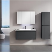 Resim Orka Likya 100 Cm Mdf Antrasit Banyo Dolabı Takımı Ve Boy Dolabı 