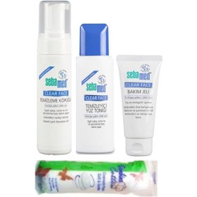 Resim Sebamed Clear Face Temizleyici Yüz Toniği 150 ML + Clear Face Temizleme Köpüğü 150 ML + Clear Face Bakım Jeli 50 ML + Makyaj Pamuğu 70'li 