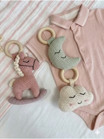Resim NEVAMATÖLYE El Örgüsü Amigurumi 3’lü Bebek Çıngırak Seti - Organik Diş Kaşıyıcılı Uyku Arkadaşı 