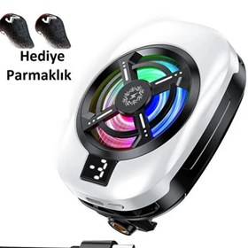 Resim Fibaks Telefon Soğutucu Fan Radyatörlü Aparatlı 15w Power 3 Farklı Derece Ayarlı Rgb Işıklı Beyaz Fan 