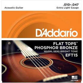 Resim D'Addario EFT15 Flat Tops Phosphor Bronze Akustik Gitar Teli - Extra Light (10-47) 