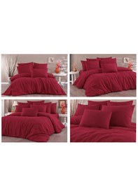 Resim Vionetta Ranforce % 100 Pamuk Bordo 2 Yastıklı Tek Kişilik Nevresim Takımı Bordo 