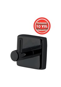 Resim Çelik Banyo Paslanmaz Pirinç Mat Siyah Vizyon 1 Li Askılık Bornozluk Siyah 