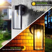 Resim Apzlox Güneşli Duvar-Montajlı Avlu Lambası - Enerji Verimli, Yarı-Flush Mount Dekoratif Silindir Işık ile Dokunmatik Kontrol, Plastik Malzeme ve Montaj Donanımı, Çıkarılabilir Güneş Paneli, 800mAh Nikel Pili - Villa ve Bahçe Manzarası için İdeal 