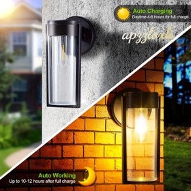 Resim Apzlox Güneşli Duvar-Montajlı Avlu Lambası - Enerji Verimli, Yarı-Flush Mount Dekoratif Silindir Işık ile Dokunmatik Kontrol, Plastik Malzeme ve Montaj Donanımı, Çıkarılabilir Güneş Paneli, 800mAh Nikel Pili - Villa ve Bahçe Manzarası için İdeal 