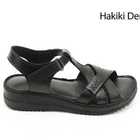 Resim GÖNDERİ(R) Kadın / Kız Siyah Cırt Bantlı Hakiki Deri Sandalet 