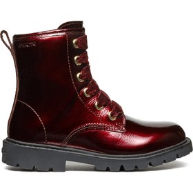 Resim Geox Kız Çocuk Bordo Shaylax Bağcıklı Fermuar Detaylı Rugan Deri Postal Bot - Bordo / 