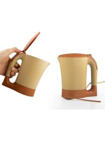 Resim Iki Adet Çok Renkli Mini Elektrikli Su Isıtıcı ve Çay Kahve Makinesi 