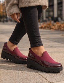Resim Bordo Kalın Taban Kadın Günlük Comfort Ayakkabı - Kaymaz Taban 