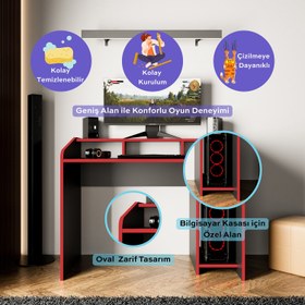 Resim Bimossa S8380 Nova Kasalı Oyuncu & Çalışma Masası Siyah - Kırmızı 117 cm 