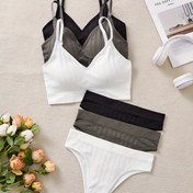 Resim 6 adet Romantik Dikişsiz Jakarlı Kadın İç Çamaşırı Seti, Poliamid %90 & Elastan %10, Düz Renk, Orta Bel Şortları, Örgü Kumaş, 170gsm, Rahat ve Zarif İç Çamaşırı Seti 