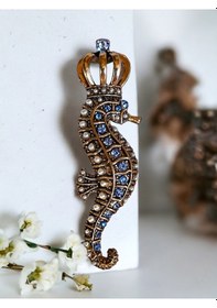 Resim Denizatı Figür Broş İnci-mavi 