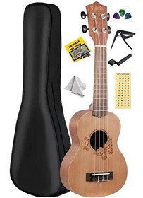 Resim Midex SPA-261 Ladin Ağacı Kelebek Desenli Kaliteli Soprano Ukulele Seti 