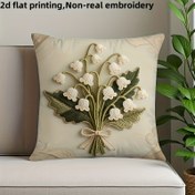 Resim 1 adet Vintage Orchid Yastık Kılıfı 45.72x45.72 cm - Zarif Altın ve Beyaz Çiçek Tasarımı, Fermuar Kapatma, Makinede Yıkanabilir Polyester, Ev, Ofis, Kanepe veya Araba Dekorasyonu için Mükemmel (Eksik), Dekoratif Yastıklar 