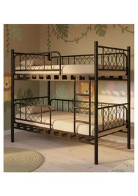 Resim Missidea Metis Ayrılabilir 4 Korkuluklu Metal Ranza Ve Karyola Seti Siyah 90x190 90 x 190 