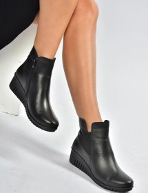 Resim Fox Shoes V324221103 Siyah Hakiki Deri Klasik Kadın Bot Siyah-hakiki Deri 