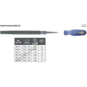 Resim Fett Tome Saplı Yarım Yuvarlak Eğe İnce Diş 150 mm 
