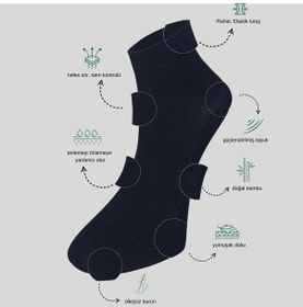 Resim Kral Socks Kabartma Desenli Bambu Dikişsiz Parfümlü Erkek Kısa Çorap 3'lü Çok Renkli 