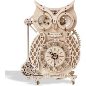Resim Padalink Ahşap Baykuş 3d Puzzle Saat - Zamanı Doğru Gösteren, 122 Parça Laser Kesimli, Ortaçağ Stili Ev Dekoru, 14+ Yaş Grubu İçin Zorluk Dereceli Montaj Modeli 