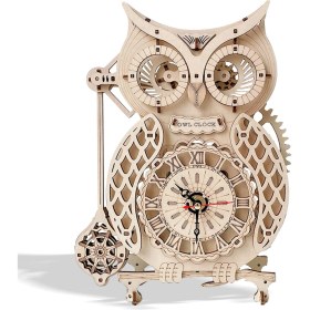 Resim Padalink Ahşap Baykuş 3d Puzzle Saat - Zamanı Doğru Gösteren, 122 Parça Laser Kesimli, Ortaçağ Stili Ev Dekoru, 14+ Yaş Grubu İçin Zorluk Dereceli Montaj Modeli 
