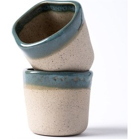Resim Must Siyah Beyaz Stoneware El Yapımı Mug Fincan 2li Set 8635 Mavi 